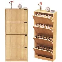 WAOHO Schuhschrank Klappbare Schuhregale, 4-türiger, doppelstöckiger Schuhschrank