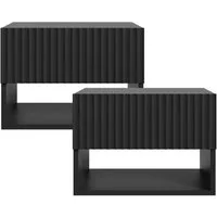en.casa Nachttisch (Set, 2-St), »Nand« hängend mit Schublade und Ablagefach 42x30x30 cm Schwarz
