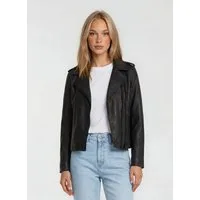 trueprodigy Lederjacke Taja doppelreihiger asymmetrischer Reißverschluss in schwarz