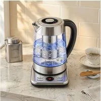 HOMCOM Wasserkocher, 1.7 l, 2200 W, 304 Edelstahl, LCD-Anzeige