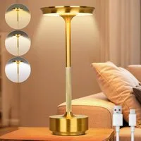 LMaxhome USB-Tischleuchte LED Wiederaufladbare Kabellose Akku Tischlampe mit Touch-Schalter IP54 (1-St., Intelligente LED-Leuchte mit Speicherfunktion), Wasserdichtes Aluminium Moderne Nachttischlampe für Schlafzimmer Außen