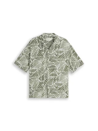 TOM TAILOR Denim - Kurzarmhemd mit Alloverprint grün - Gr. - L