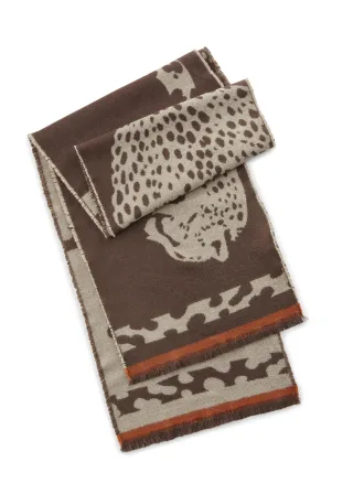 Jacquardschal aus weichem Acryl mit gewebtem Tiermotiv braun - Gr. - one size
