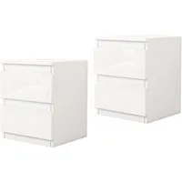 HTI-Living Nachtkommode Nachtschrank Kenji Hochglanz 2er-Set (Set, 2 Nachtschränke), Nachtkommode 2 Schubladen