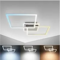 B.K.Licht LED Deckenleuchte BKL1440 LED Deckenlampe, einstellbare Farbtemperatur, LED Lampe, CCT - über Fernbedienung, LED fest integriert, Neutralweiß, 2700K - 6500K, 4.200Lm, 40W, 50x38,8x8 cm, Chrom-Alu