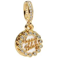 Pandora Charm-Einhänger 763787C01, Geburtstag, Torte, vergoldet, Zirkonia, Anhänger