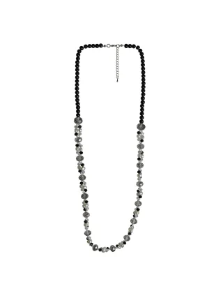 Steuer Modeschmuck Kette 83cm Glasstein grau