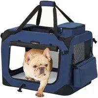 FEANDREA Tiertransporttasche Hundebox faltbar, Transportbox Hund, Hundetasche, mit Griffen, Taschen, M, Oxford-Gewebe, atmungsaktiv tragbar transportabel, 60 x 42 x 42 cm