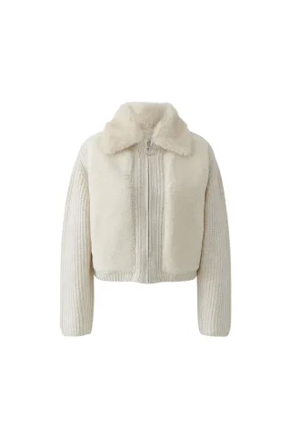 Oui - Strickjacke light beige mel - Gr. - 36