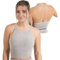 Smilodox Crop-Top Batik Acid Vera, Neckholder Crop Top mit Batik Waschung Seamless Länger Geschnittenen Bra Herausnehmbare Cups Sport Yoga