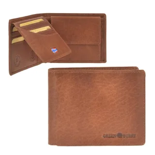 RFID Geldbörse Skandinavisches Design Leder naturbraun House of Norway | Greenburry. Querformat Portemonnaie mit sicherem Ausleseschutz für Daten.