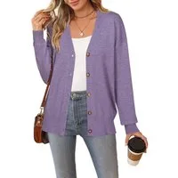 Arach&Cloz Strickjacke Damen Cardigan Strickmantel V-Ausschnitt Langarm mit Knöpfen für Frühling Herbst