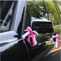 Praknu Dekoobjekt 25 Antennenschleifen Pink mit Herzen N25 (Set, 25 St), Handgemacht mit Satin Band I Hochzeit Schleifen