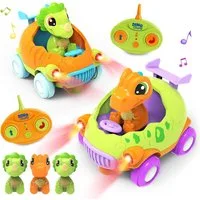 seveclotree Spielzeug-Auto Ferngesteuertes Dinosaurier RC Auto Set mit Musik & Licht für Kinder, (Ferngesteuertes Dinosaurier-Auto-Set für Kinder ab 2 Jahren, 6-tlg., 2 RC Dinosaurier-Autos mit Musik, Licht und abnehmbaren Figuren), Ferngesteuertes D