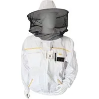BIENEN SCHMIDT Arbeitsjacke Imkerschutzjacke PREMIUM mit integriertem Schleier & Reißverschluss Schutzjacke Schutzkleidung Schutzjacke weiß