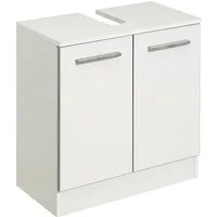 Saphir Waschbeckenunterschrank Quickset 953 Unterbeckenschrank, 60 cm breit, 2 Türen, Weiß Glanz Waschbeckenschrank mit Siphonausschnitt, ohne Waschbecken
