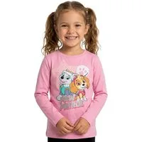 PAW PATROL Langarmshirt Paw Patrol Langarmshirt für Mädchen – Rosa Glitzer-Design 3-8 Jahre Mädchen langes Oberteil T-Shirt