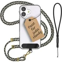EAZY CASE Handykette Universal Handykette für alle Modelle zum Umhängen, Handykordel für Handytasche Halsband für Smartphone Etui Grün Beige