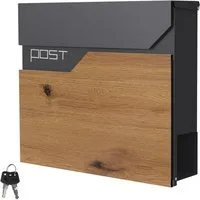 ML-DESIGN Briefkasten Postkasten mit Zeitungsfach, abschließbar 2 Schlüssel, Wandmontage, Mailbox Wandbriefkasten mit Zeitungsrolle für Wandmontage