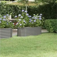 furnicato Hochbeet aus verzinktem Stahl 114x40x36 cm Grau, Witterungsbeständiges Gemüsebeet mit stabilen inneren Stützbügeln