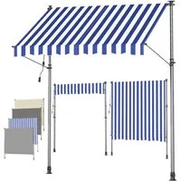 SONGMICS Klemmmarkise Balkonmarkise höhenverstellbar UV-beständig wasserabweisend (ohne Bohren mit Handkurbel inkl. Zubehörpaket & Anleitung) Sonnenschutz, 250 x 120 x 220–300 cm (L x B x H)