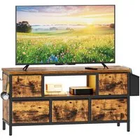 Dripex Lowboard TV Schrank für Fernseher mit LED und Schubladen und offenen Regalen, mit RGB LED Beleuchtung
