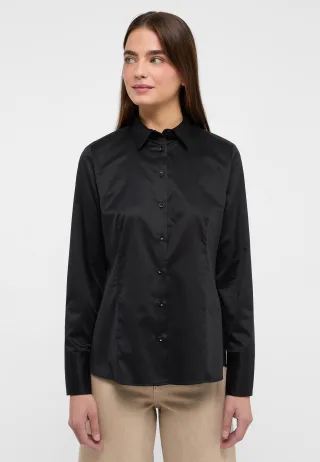 ETERNA - Cover Shirt Bluse Twill Langarm schwarz - Gr. - 46/Langarm