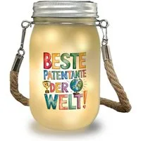 speecheese Dekolicht Beste Patentante der Welt Solarlicht goldener Pokal Globus