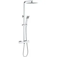 duschspa Duschsystem Duschset mit Thermostat 38℃ verstellbare Duschstange aus Edelstahl, 2 Strahlart(en), Regendusche mit quadratischem Duschkopf 20x20cm
