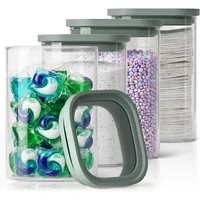 Lemontree Aufbewahrungsdose Waschmittel Aufbewahrung Glas - Luftdichter Silikonverschluss (Glasbehälter mit Deckel Vorratsgläser Waschpulver Aufbewahrungsbox), Bruchsicher, Borosilikatglas Spülmaschinenfest -Stapelbar & Nachhaltig