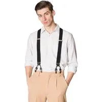 Banned Hosenträger Rockabilly Braces Schwarz Vintage Y-Form Retro Austauschbare Knopfverschlüsse