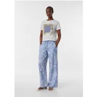 comma Chinos Hose Leichte Hose aus Viskosemix mit All-over-Print und Elastikbund