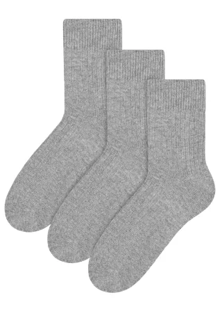 3 Paar Wollsocken für Damen | Steven | Atmungsaktive gepolsterte Damensocken Grau