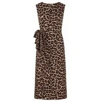 ITALY VIBES Midikleid - Anlasskleid für Damen im Leo Print - Midikleid mit Wickeloptik One Size / Einheitsgröße passend für Größen S bis L