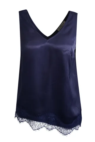 Smith&Soul - Satin Lace Top marine - Gr. - L