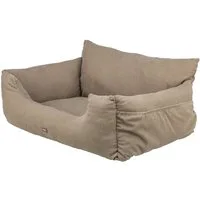 TRIXIE Hunde-Autositz Hundeautositz extra breit, Cord-Optik - taupe - 80 × 35 × 60 cm