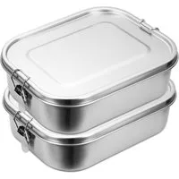 Clanmacy Lunchbox Edelstahl Brotdose mit Fächern Auslaufsichere Lunchbox BPA frei, Edelstahl, (Packung, 1400ml, 1200ml, 800ml), Edelstahl, BPA-frei, plastikfrei, Auslaufsicher