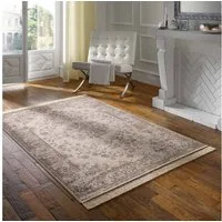TaraCarpet Teppich Palazzo Royal Kerman, rechteckig, Höhe: 6 mm, Kerman Seiden Optik taupe Wohnzimmer Schlafzimmer Esszimmer 67x105
