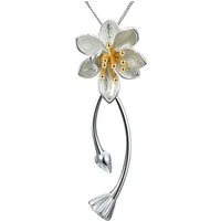Runde Perlé Kette mit Anhänger handgefertigte Halskette mit Lotus Blume Anhänger, 50cm oder 42cm, handgefertigte Halskette, 925er Silber, 18K Gold