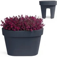 KONZEPT Blumenkasten für Balkongeländer 12,3 L, ca. 40 x 27 cm, Geprägtem Rand, Stapelbar