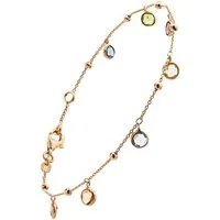 HOPLO Goldarmband Goldkette Armkette mit Farbsteinen 1,1mm massiv 585-14 Karat Gold 19cm, Made in Germany