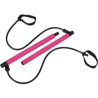 relaxdays Pilates-Ring Pilates Stange mit Widerstandsbändern, Pink