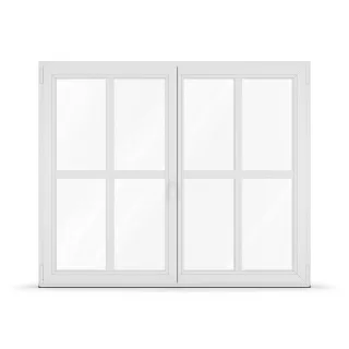 Zweiflügelige Fenster mit Sprossen, Kunststoff, aluplast IDEAL® 4000, Weiß, 1200x800 mm, Helima Sprossen, nach Maß