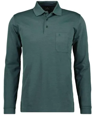 RAGMAN - Softknit-Polo mit Brusttasche, Langarm moosgrün - Gr. - XXL