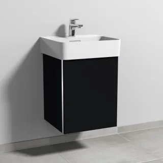 Sanipa 3way Waschtischunterbau zu Laufen VAL Waschtisch mit 1 Tür, Schwarz-Matt BS82008