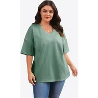 Imily Bela T-Shirt Damen Oversized Freizeittops mit halben Ärmeln (Packung, 1-tlg., 1per-Pack) einfarbig