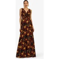 Kraimod Abendkleid mit Plisseefalten und floralem Muster
