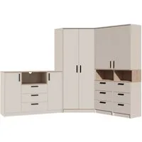 Marmex Möbel Schrank-Set Grant Set 37 C Garderoben-Set Schlafzimmer-Set Eckgarderobe, (4-St), Soft-Close-Türen, Vollauszug der Schubladen