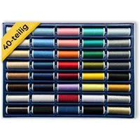 Zettl GmbH Komplettset 40 Spulen, Nähmaschinen und Handnähen Nähgarn, (40-teilig), enthält Allesnähfaden, Nähzwirn, Effektgarn und Gummi-Nähfaden