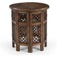iAnanas Beistelltisch Mangoholz Massiv Sofatisch Dekotisch Wohnzimmertisch (1-St), Mangoholz handgeschnitzt Nachttisch 45x45 cm Sofatisch Wohnzimmertisch